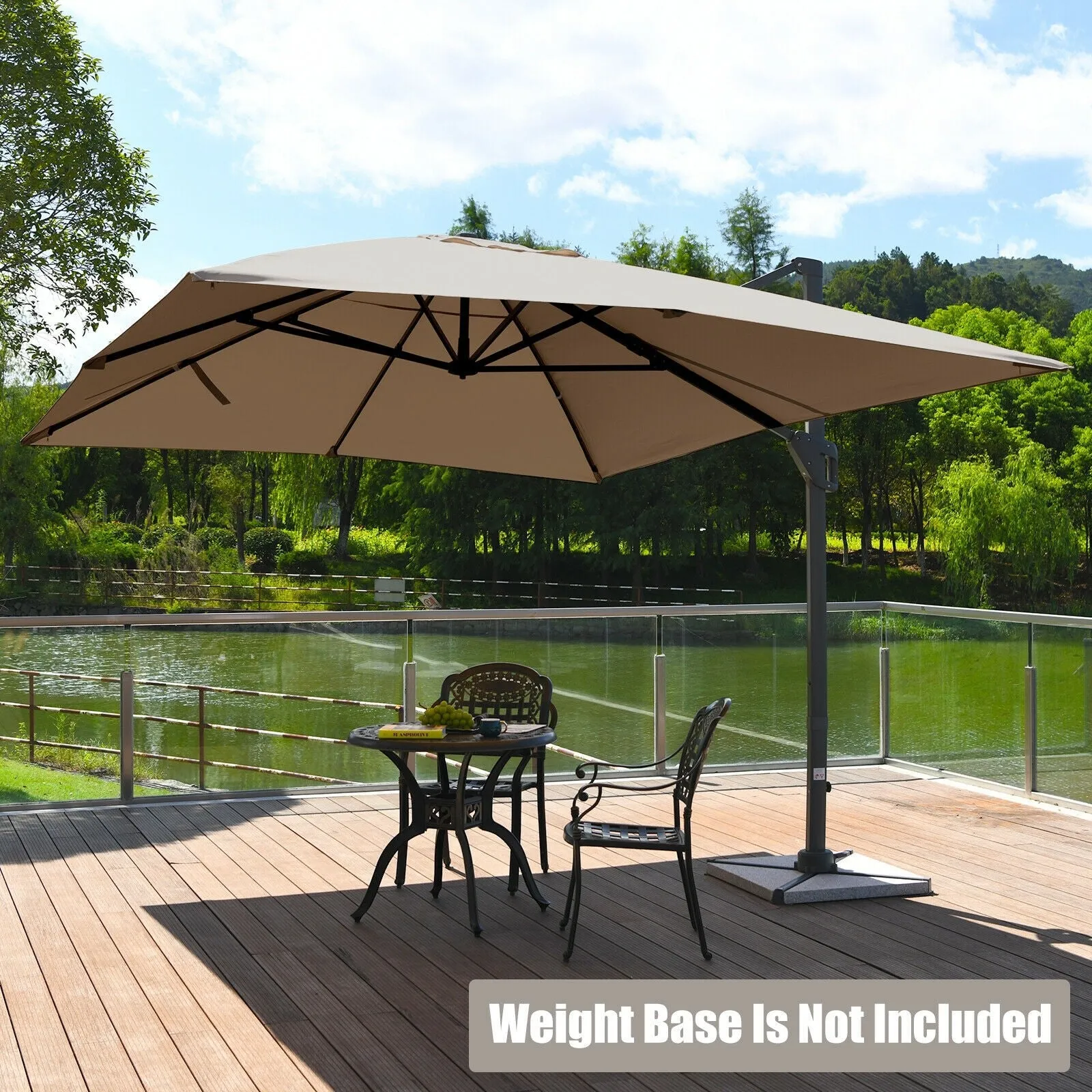 10 x 13ft Rectangular Cantilever Umbrella - Brown