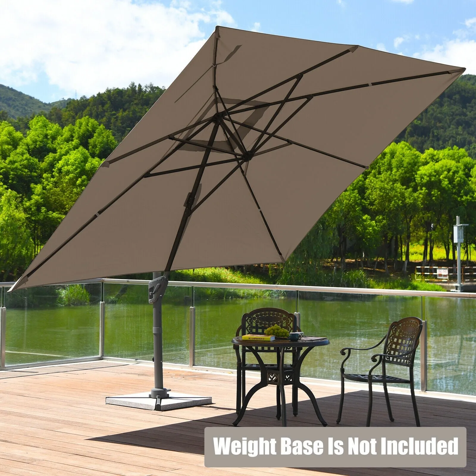 10 x 13ft Rectangular Cantilever Umbrella - Brown