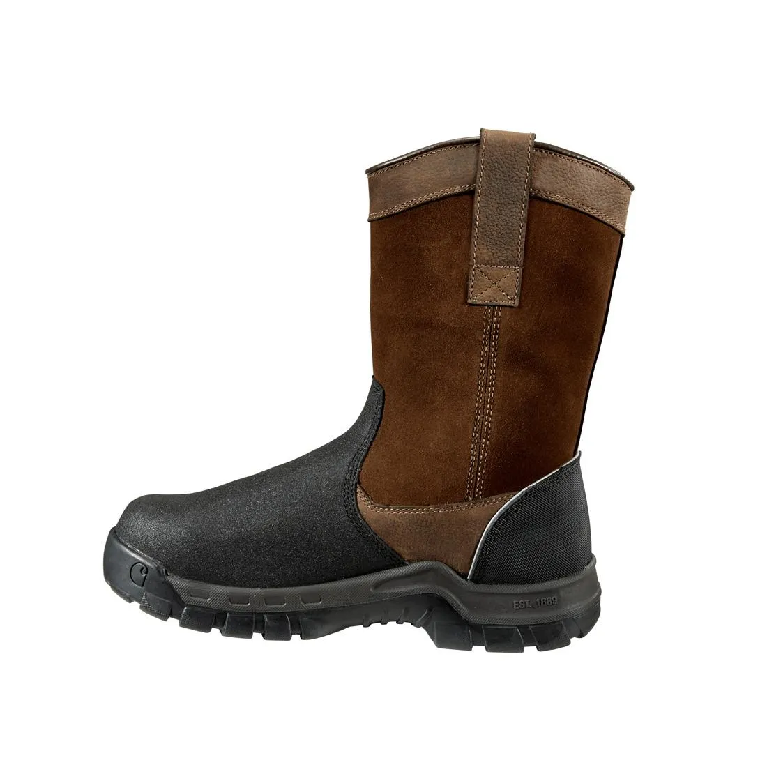 11" Rugged Flex Composite-Toe Waterproof MetGuard Wellington Pull On Work Boot Brown/Black