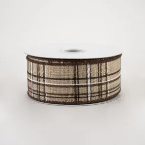 1.5" Cornelia Plaid Ribbon: Natural, Chocolate, Black (10 Yards)