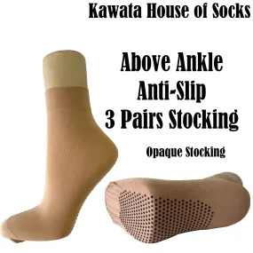 3 Pairs Value Pack Anti Slip Above Ankle Stocking | Crew Anti Slip Stockings