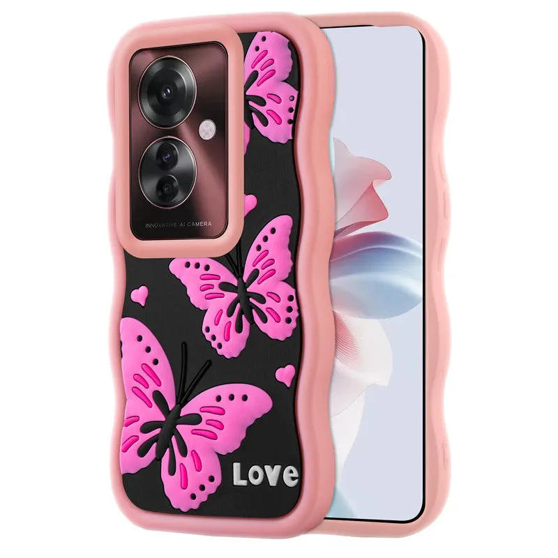 3D Silicone Soft Wave Edges Mobile Back Case For Oppo F25 Pro 5G