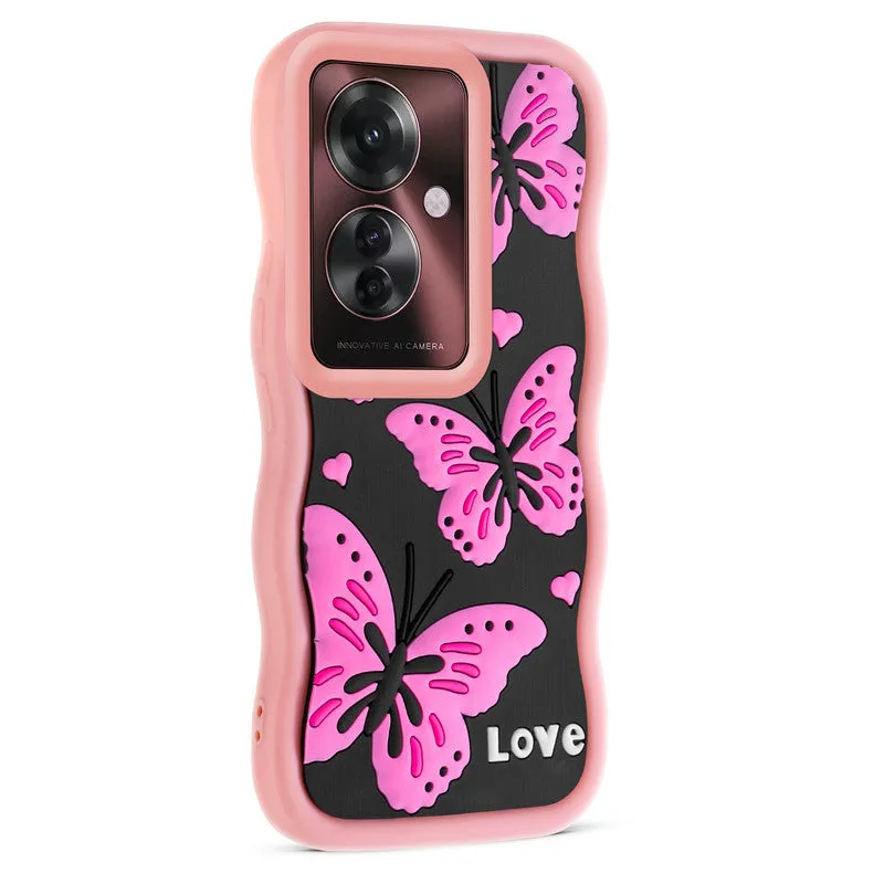 3D Silicone Soft Wave Edges Mobile Back Case For Oppo F25 Pro 5G