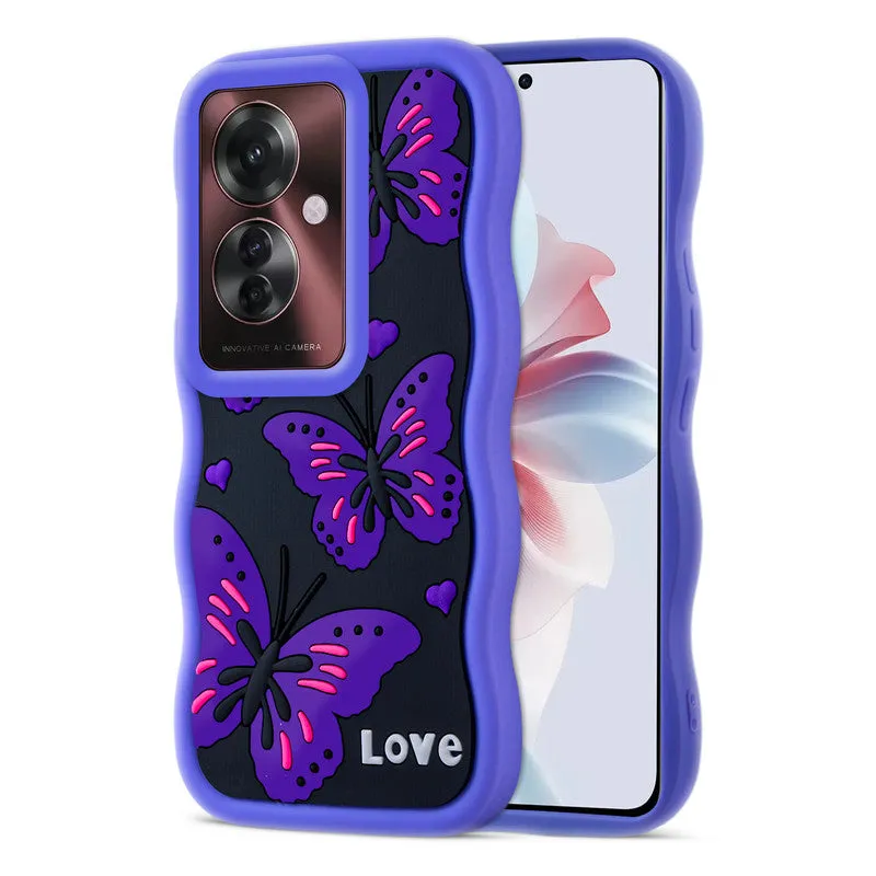 3D Silicone Soft Wave Edges Mobile Back Case For Oppo F25 Pro 5G