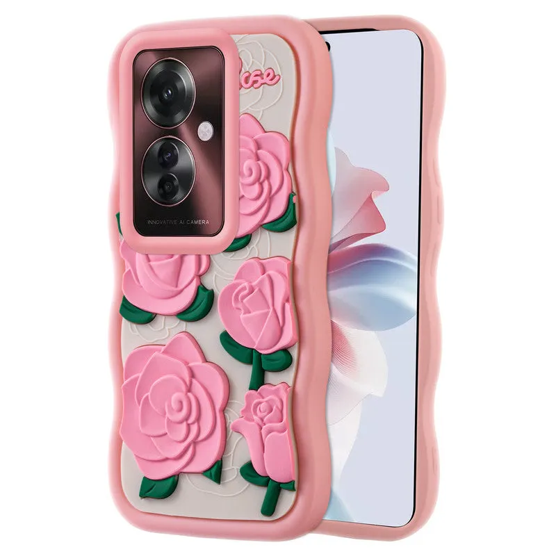 3D Silicone Soft Wave Edges Mobile Back Case For Oppo F25 Pro 5G