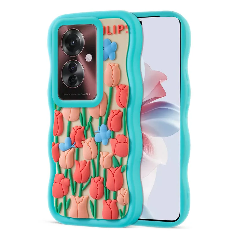 3D Silicone Soft Wave Edges Mobile Back Case For Oppo F25 Pro 5G