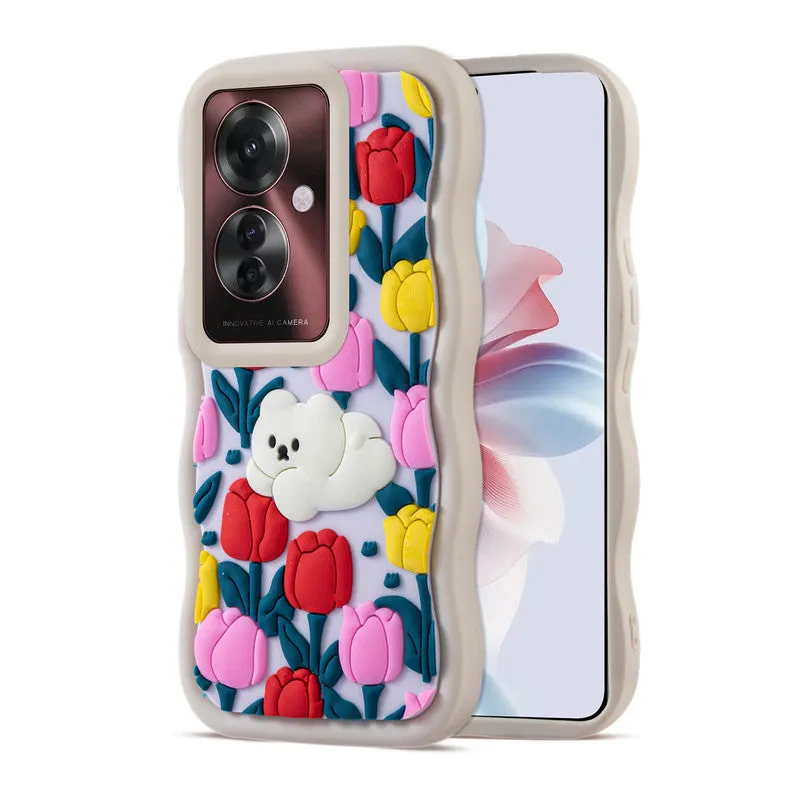 3D Silicone Soft Wave Edges Mobile Back Case For Oppo F25 Pro 5G