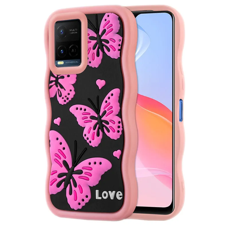 3D Soft Silicone Wave Edges Mobile Back Case For Vivo Y21 2021