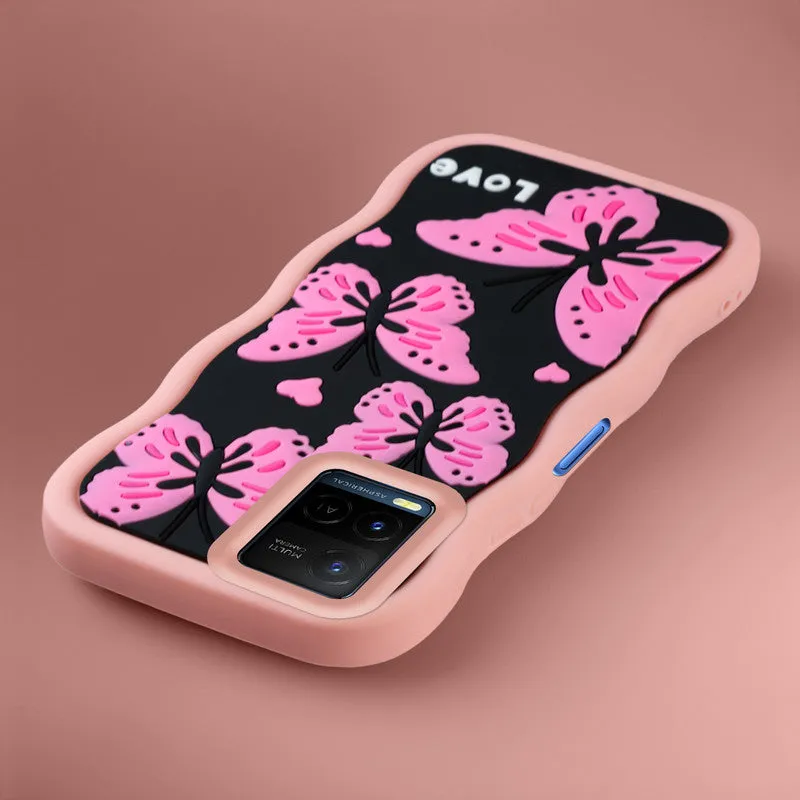 3D Soft Silicone Wave Edges Mobile Back Case For Vivo Y21 2021