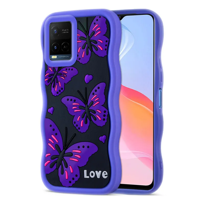 3D Soft Silicone Wave Edges Mobile Back Case For Vivo Y21 2021