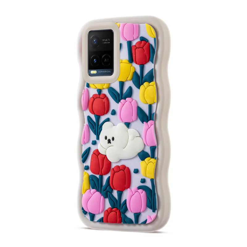 3D Soft Silicone Wave Edges Mobile Back Case For Vivo Y21 2021