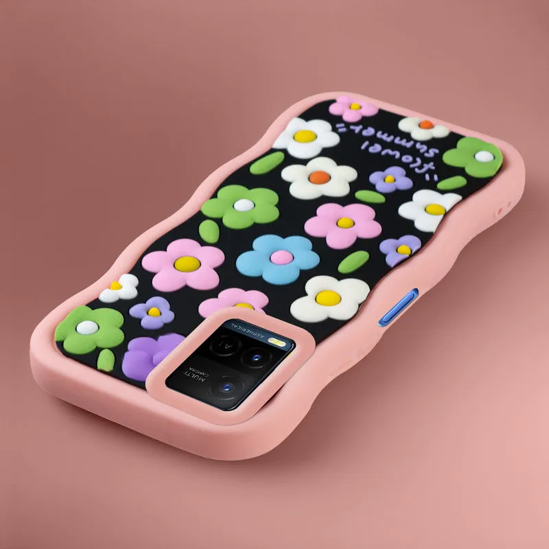 3D Soft Silicone Wave Edges Mobile Back Case For Vivo Y21 2021