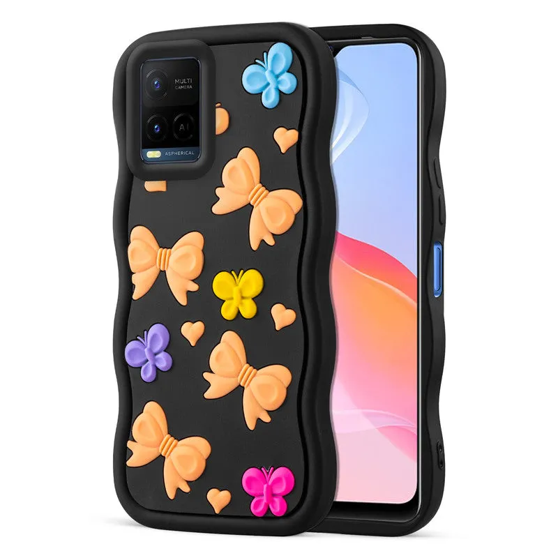 3D Soft Silicone Wave Edges Mobile Back Case For Vivo Y21 2021