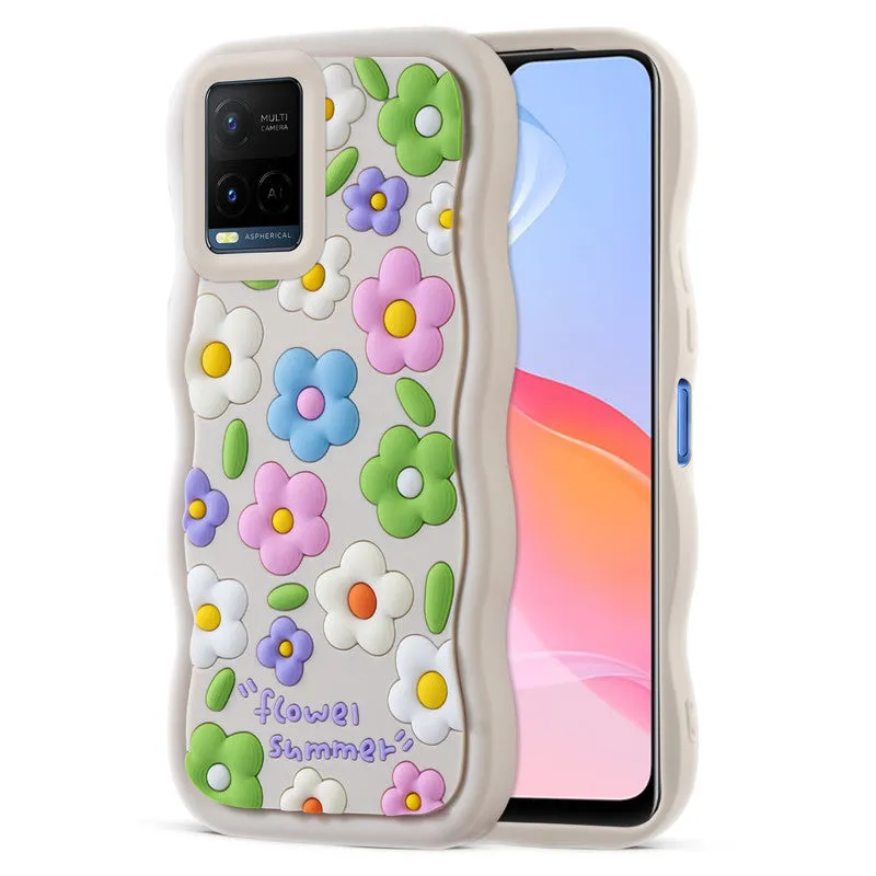 3D Soft Silicone Wave Edges Mobile Back Case For Vivo Y21 2021