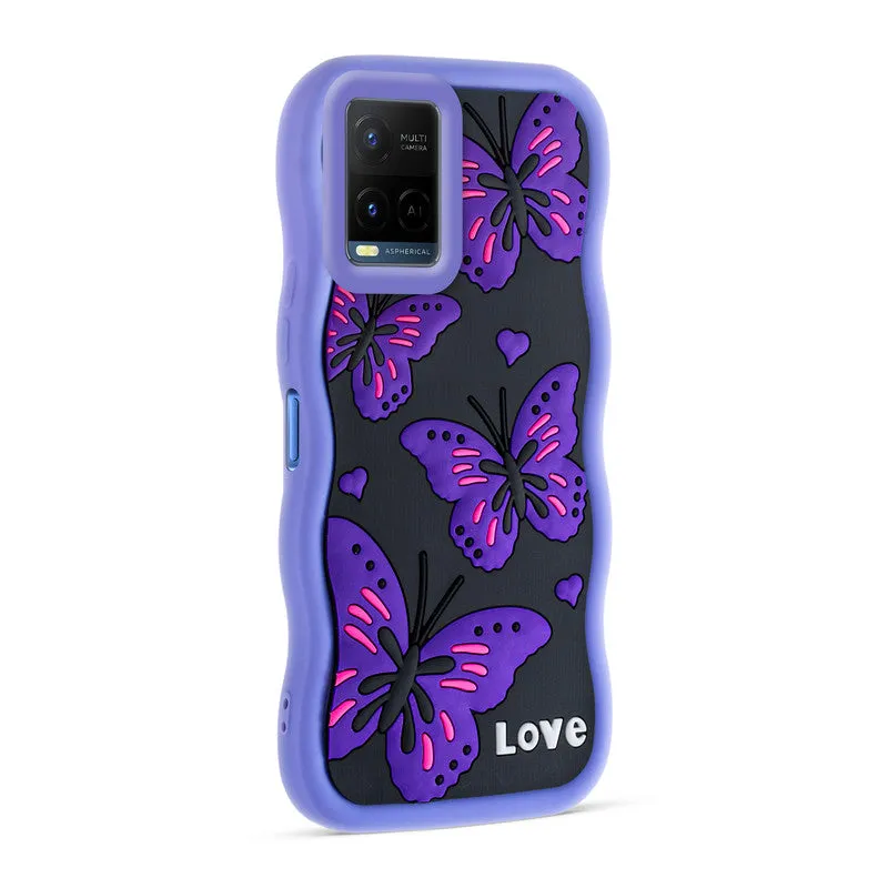 3D Soft Silicone Wave Edges Mobile Back Case For Vivo Y21 2021