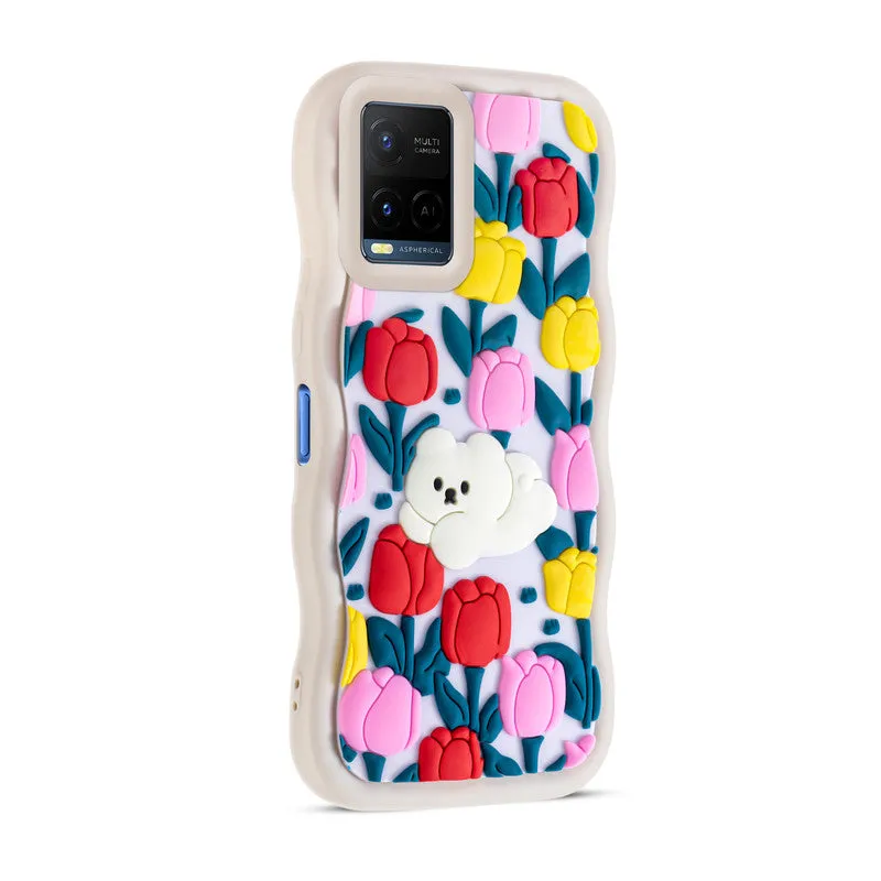 3D Soft Silicone Wave Edges Mobile Back Case For Vivo Y21 2021