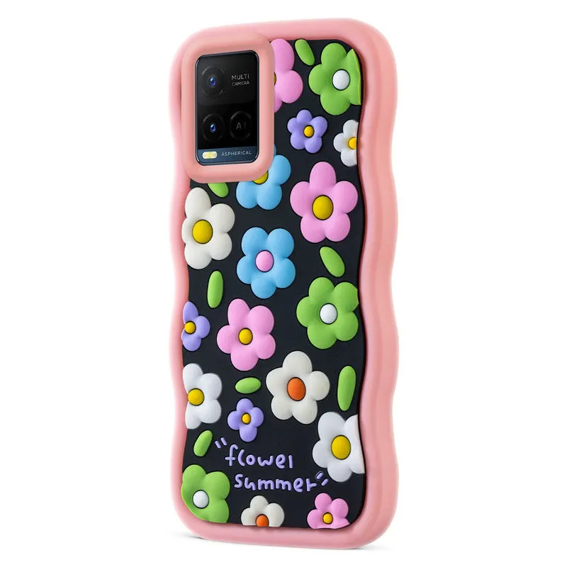 3D Soft Silicone Wave Edges Mobile Back Case For Vivo Y21 2021