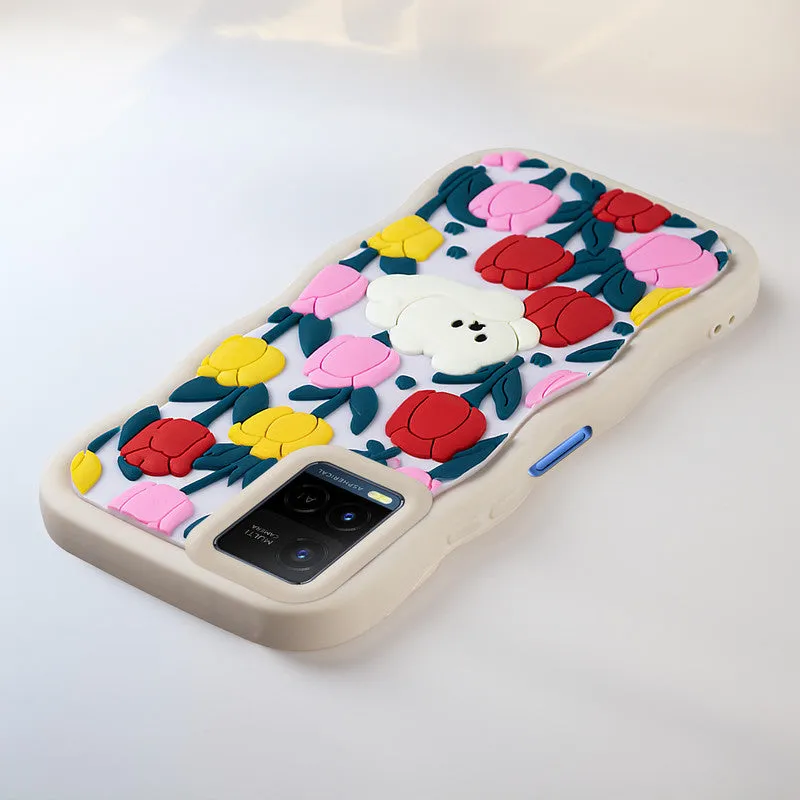 3D Soft Silicone Wave Edges Mobile Back Case For Vivo Y21 2021