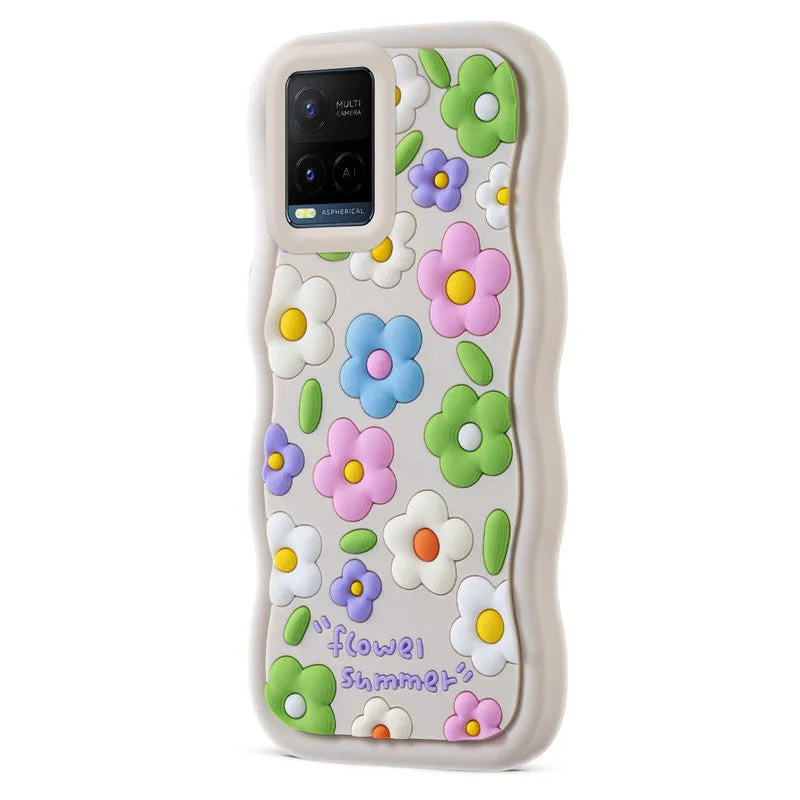 3D Soft Silicone Wave Edges Mobile Back Case For Vivo Y21 2021