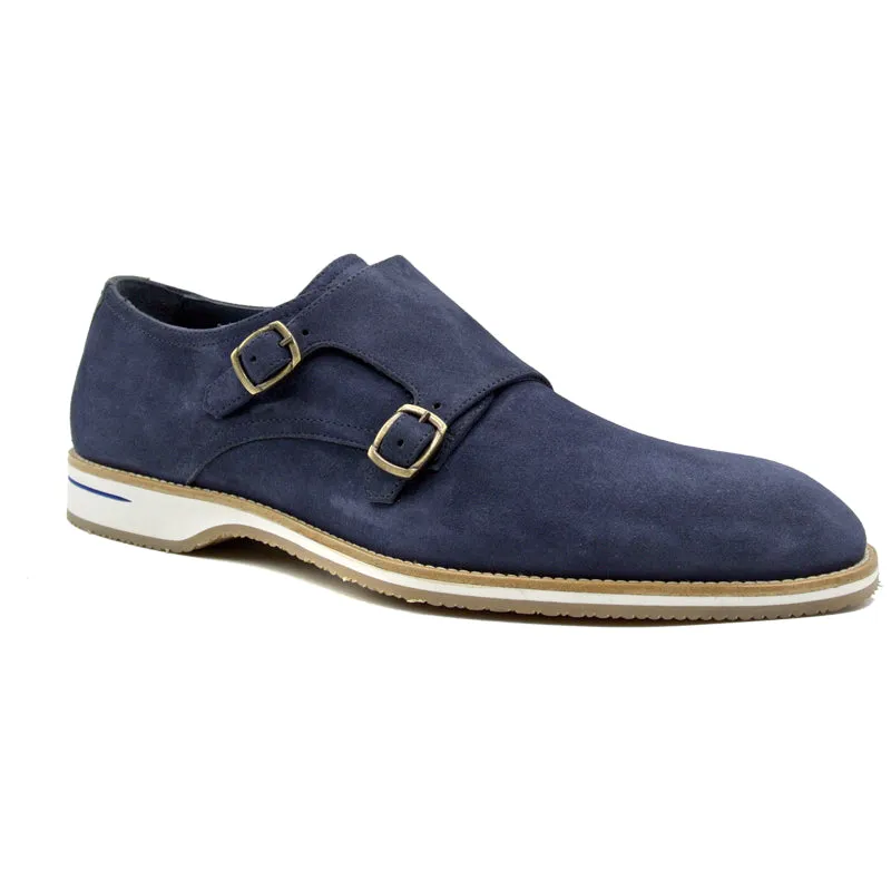 56-100-BLU LEGERRA Sueded Goatskin Monkstrap, Blue