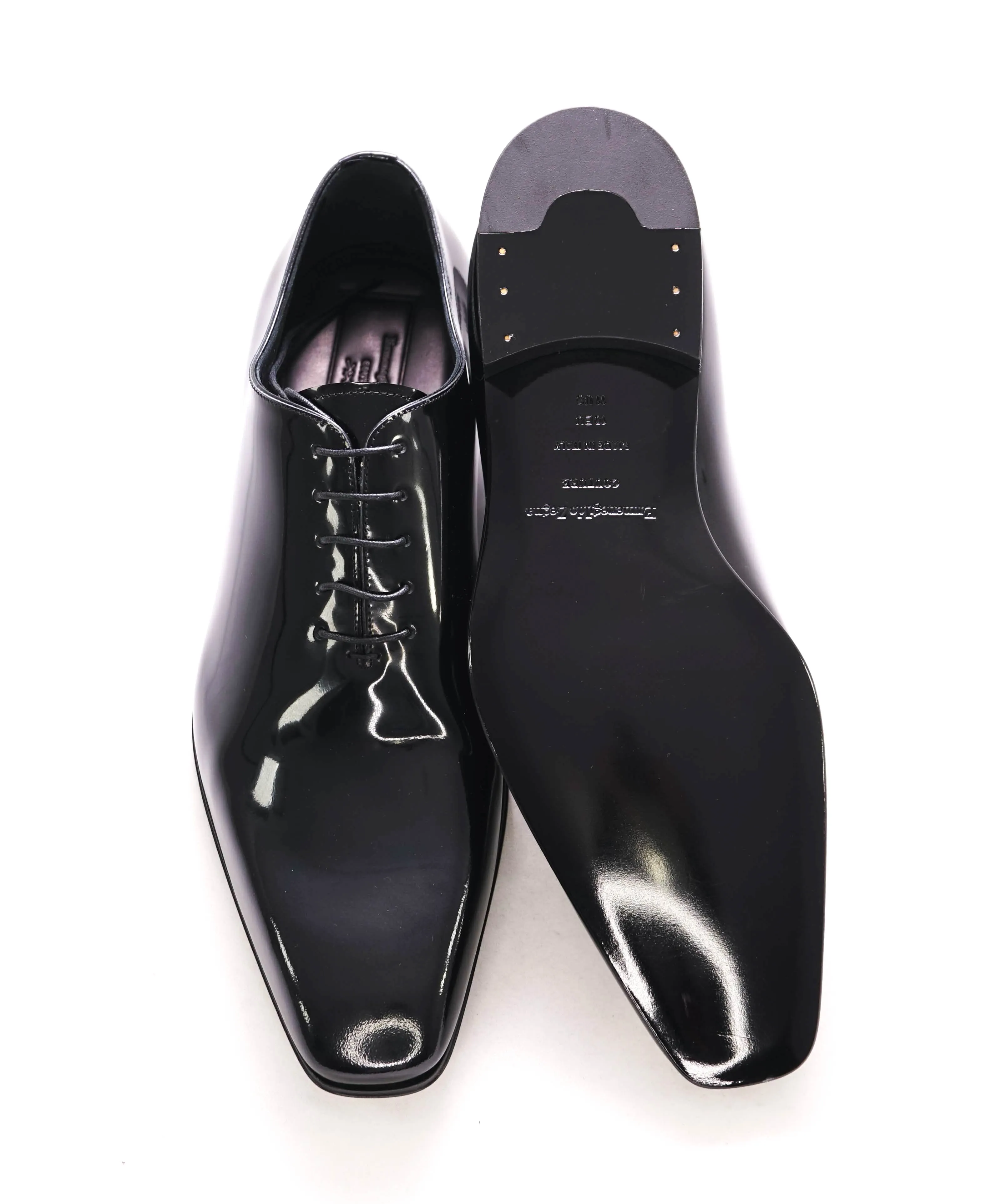 $890 ERMENEGILDO ZEGNA - Monte Carlo Black Patent Leather Oxfords - 11 US