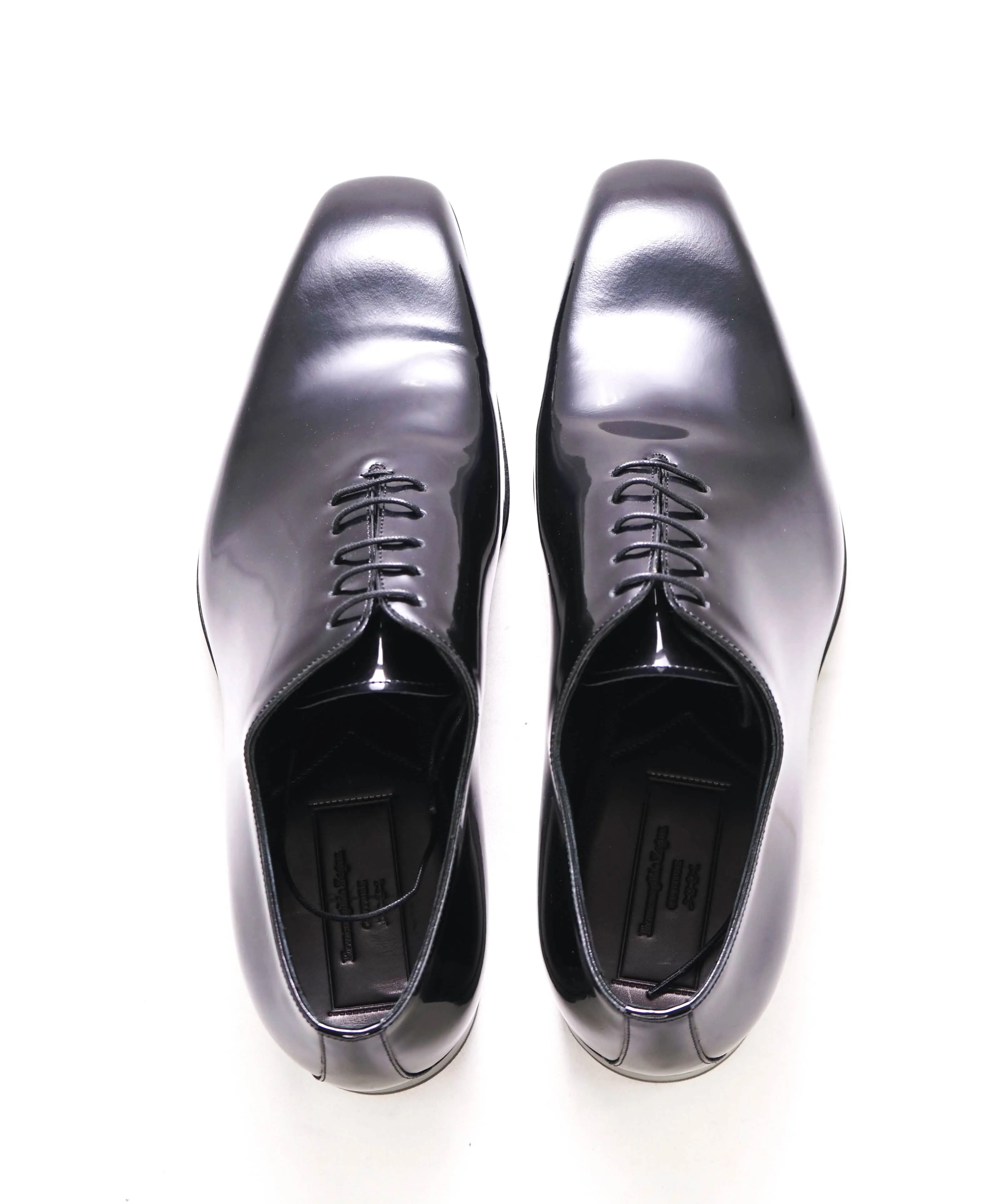 $890 ERMENEGILDO ZEGNA - Monte Carlo Black Patent Leather Oxfords - 11 US