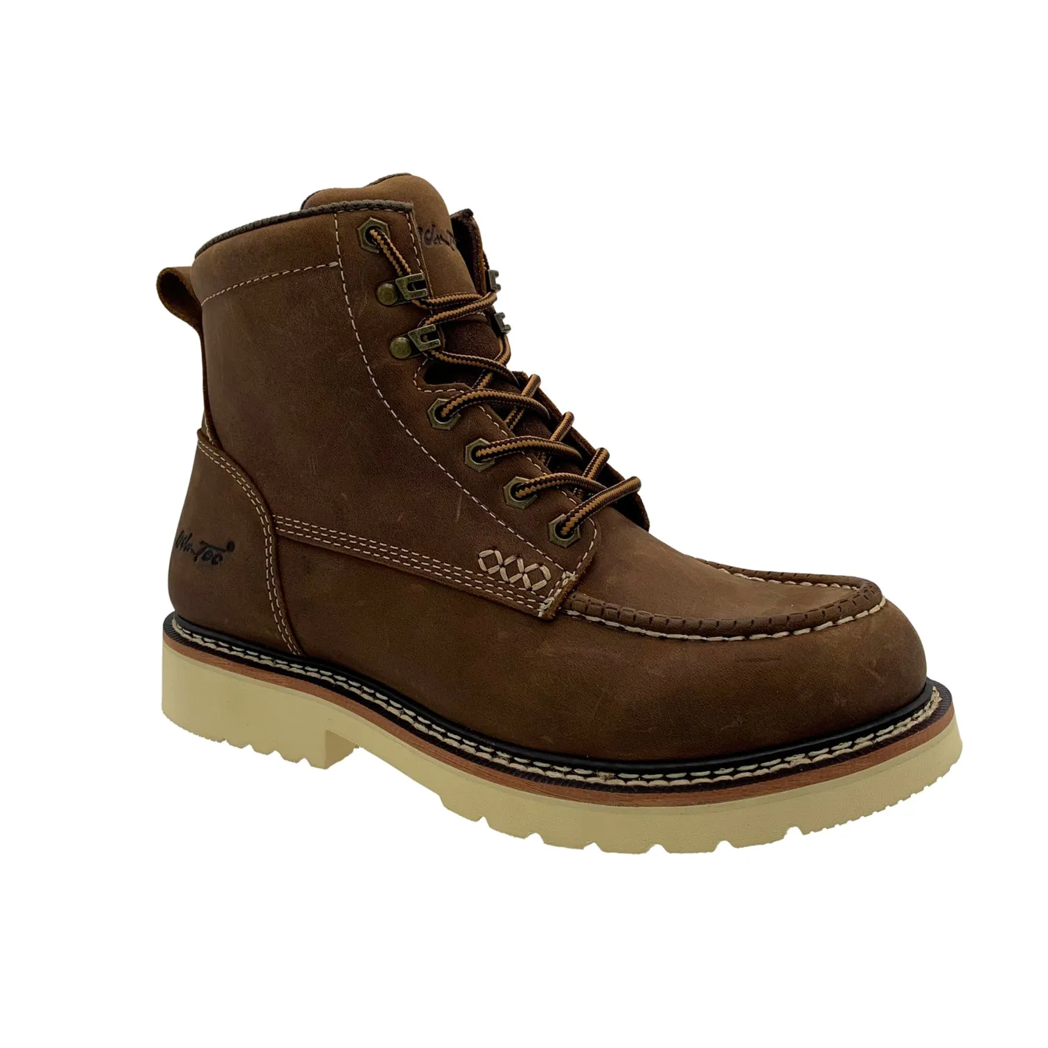 AdTec Mens Apex 6in SR Moc-Toe Brown Leather Work Boots