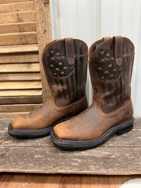 Ariat Men's Sierra Shock Shield™ Patriotic Brown Cowboy Work Boot 10044505