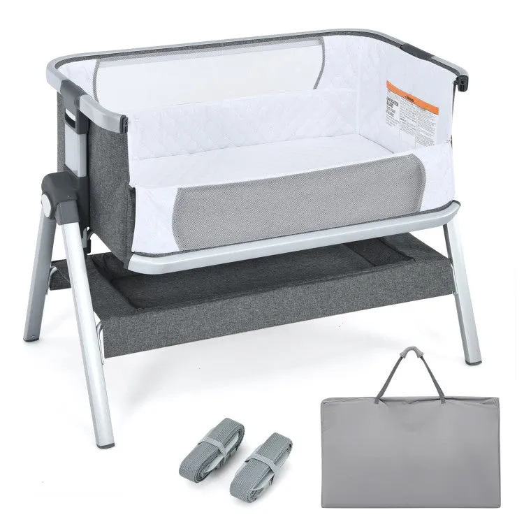 Bassinet Bedside Sleeper with Storage Basket & Wheels