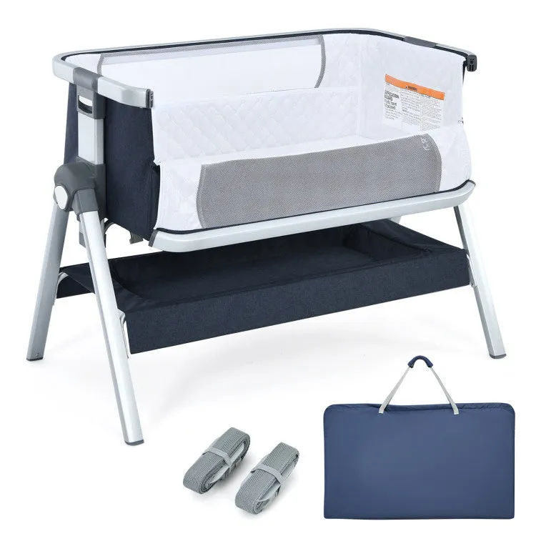 Bassinet Bedside Sleeper with Storage Basket & Wheels