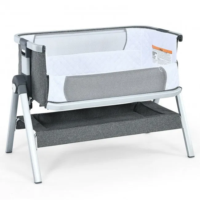 Bassinet Bedside Sleeper with Storage Basket & Wheels