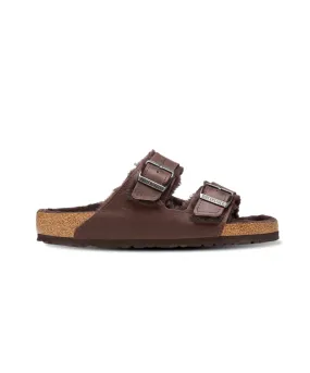 Birkenstock Arizona Oiled Leather Shearling Habana Sandals