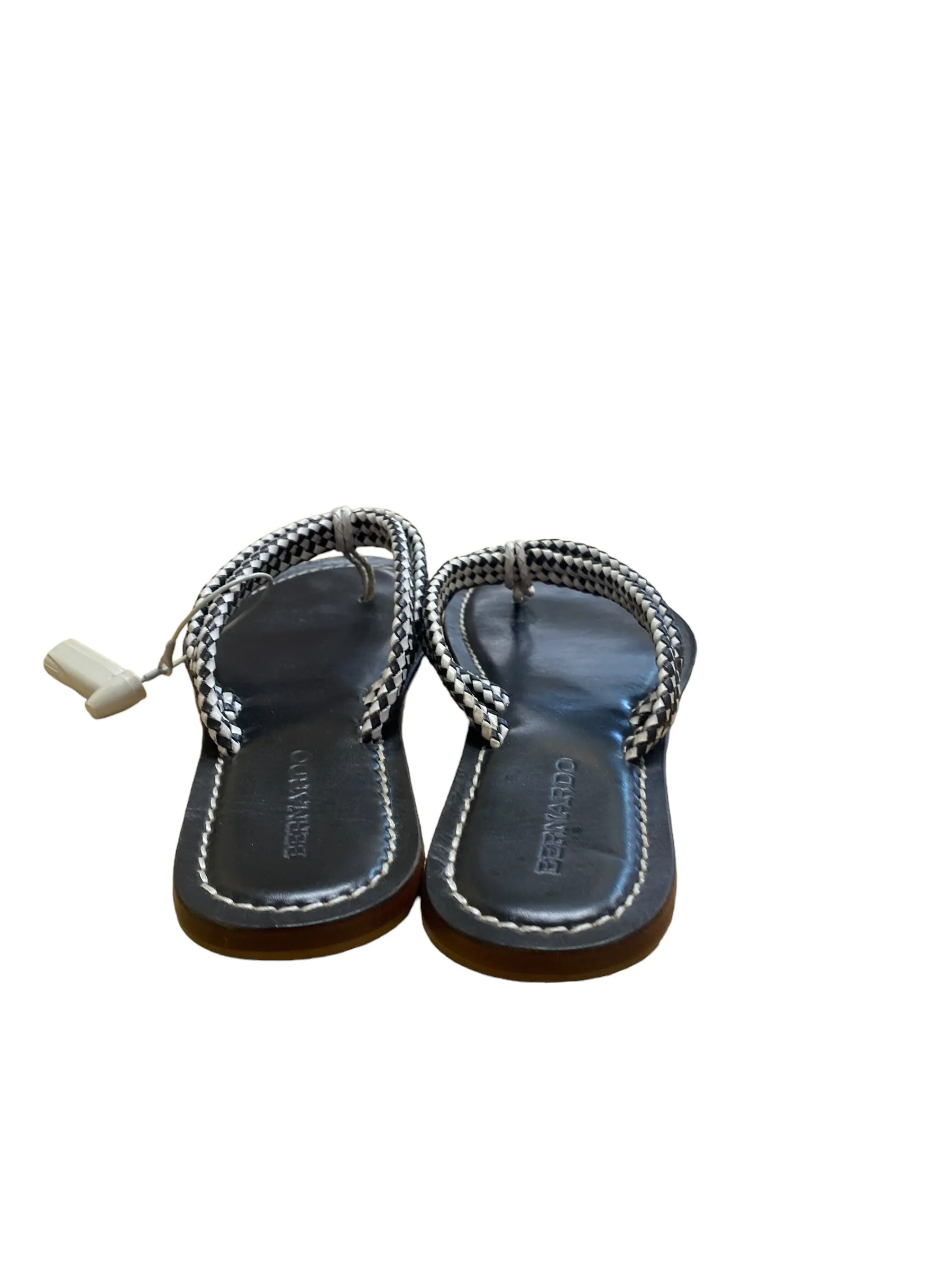 Black & White Sandals Flip Flops Bernardo, Size 10