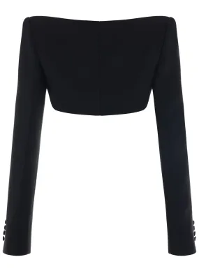 black backless cropped jacket