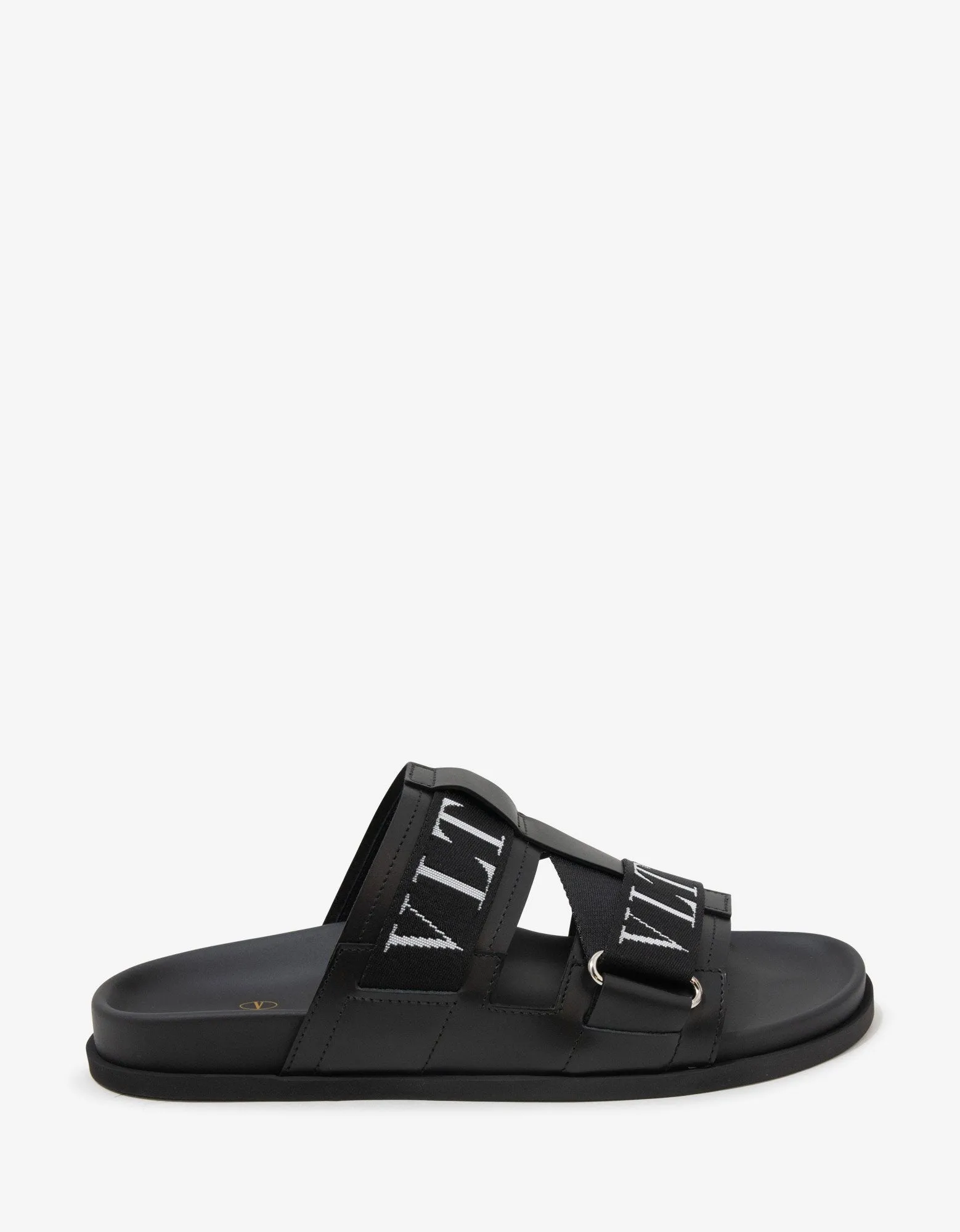 Black Leather VLTN Sandals -