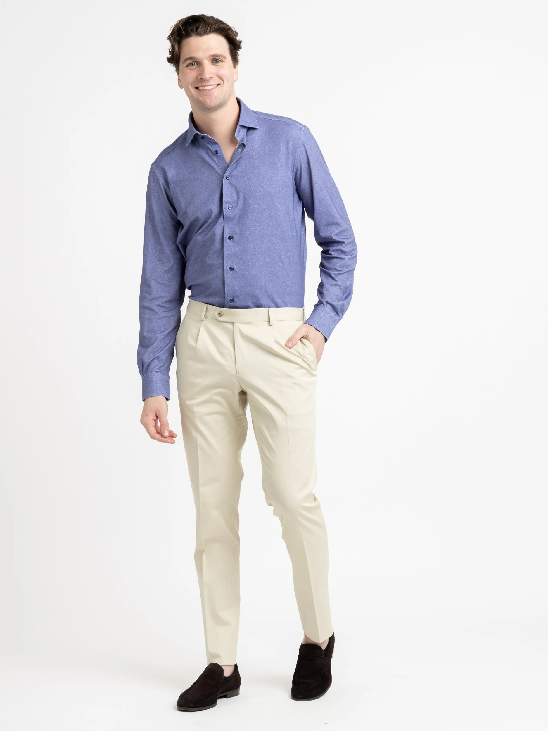 Blue 4-Flex Stretch Cotton Shirt