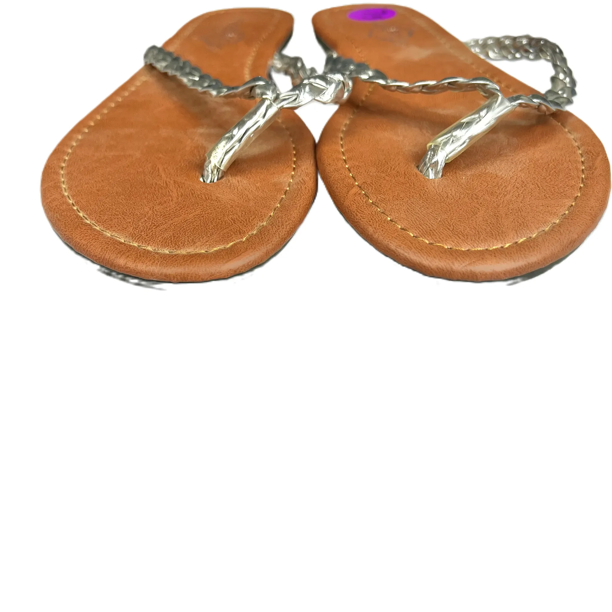 Brown & Silver Sandals Flip Flops By Sole Mates, Size: 7.5