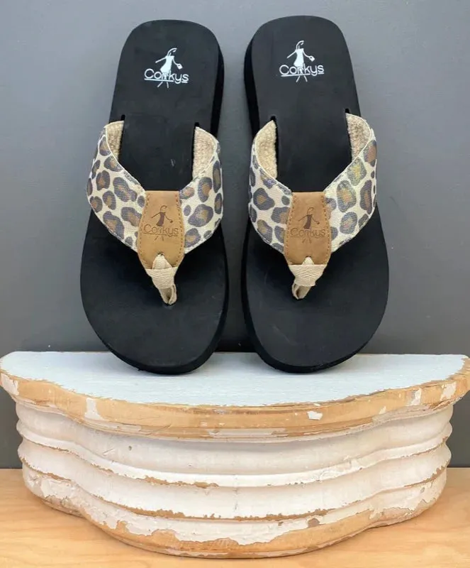 Corkys Aquaholic  Leopard Flip Flops