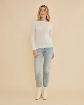 Ellie Merino Knit Boat Neck - Cream