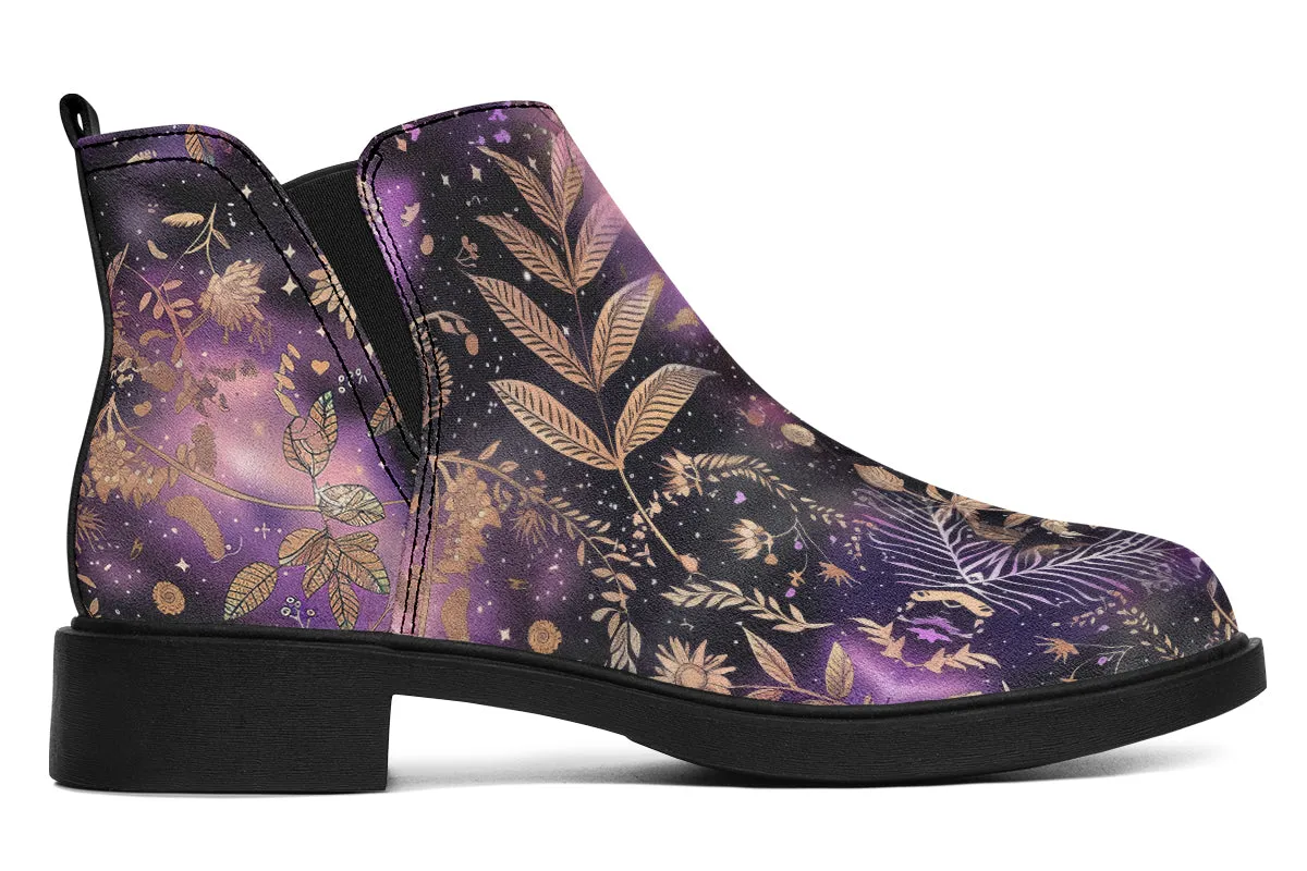 Galactic Bloom Chelsea Boots - Comfy Slip-On - Soft & Water-Resistant Micro-Suede Vegan Shoes