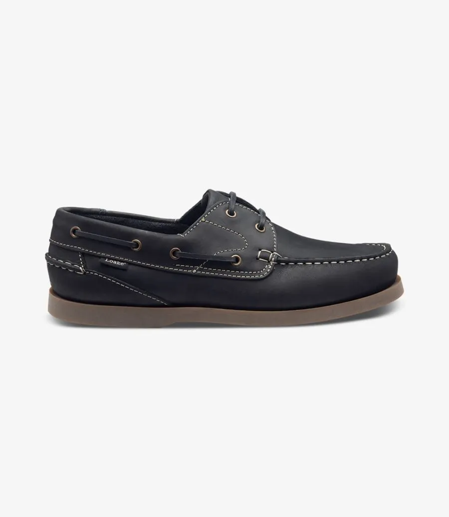 LOAKE Lymington -  Lace up boat shoe - Navy Nubuck