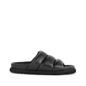 Marley Black Leather Puffy Sandals