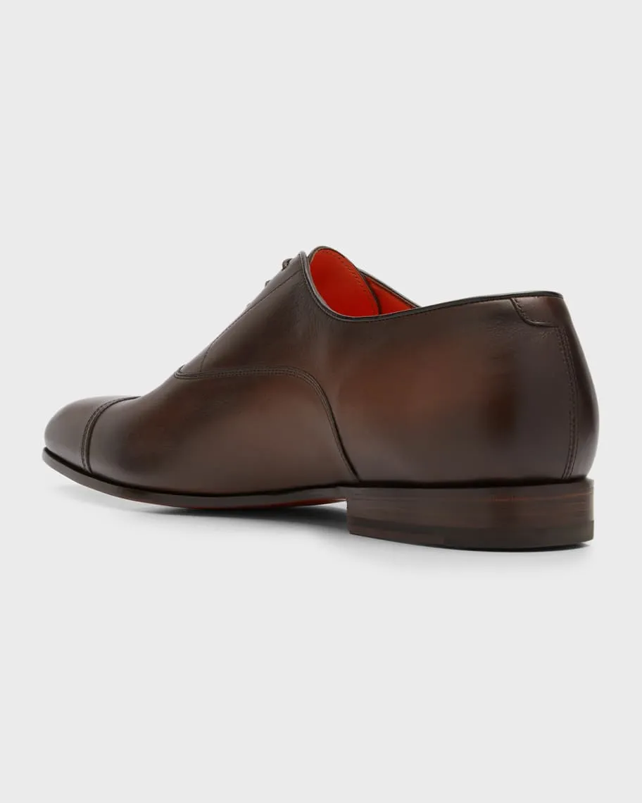 Men's Leather Oxford Dole Cap Toe Santoni