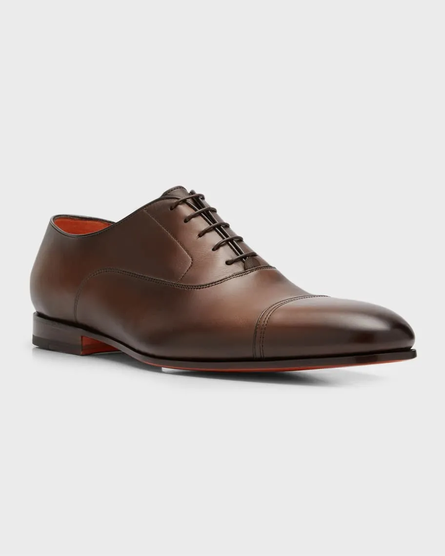 Men's Leather Oxford Dole Cap Toe Santoni