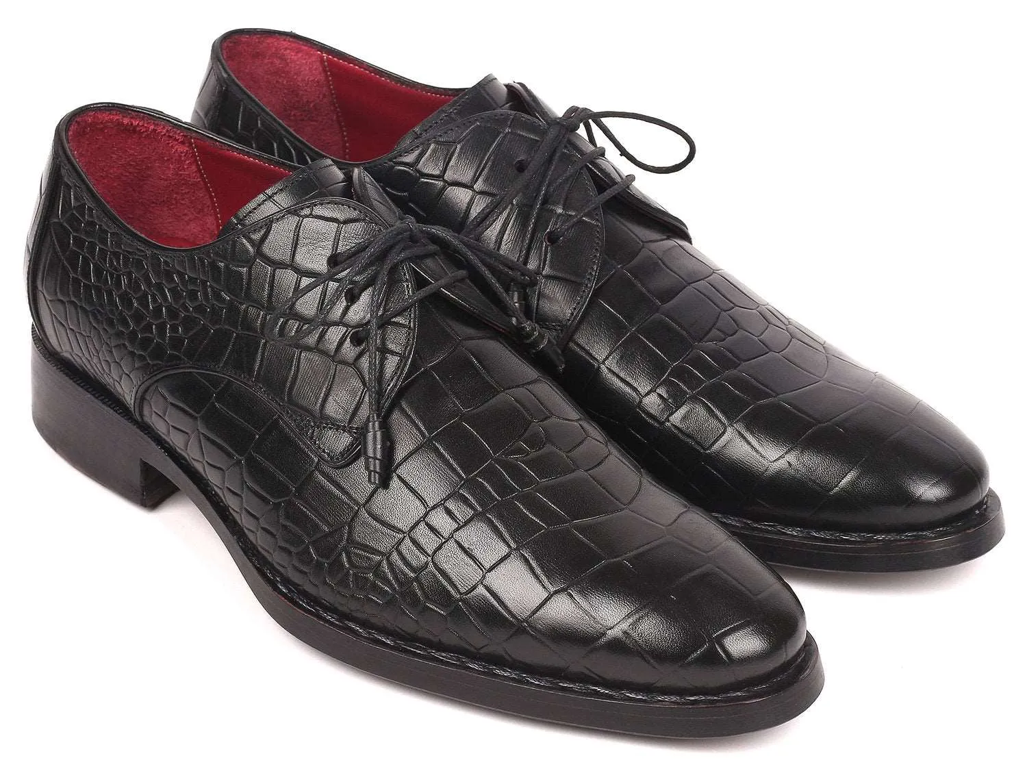 Paul Parkman Crocodile Embossed Derby Shoes