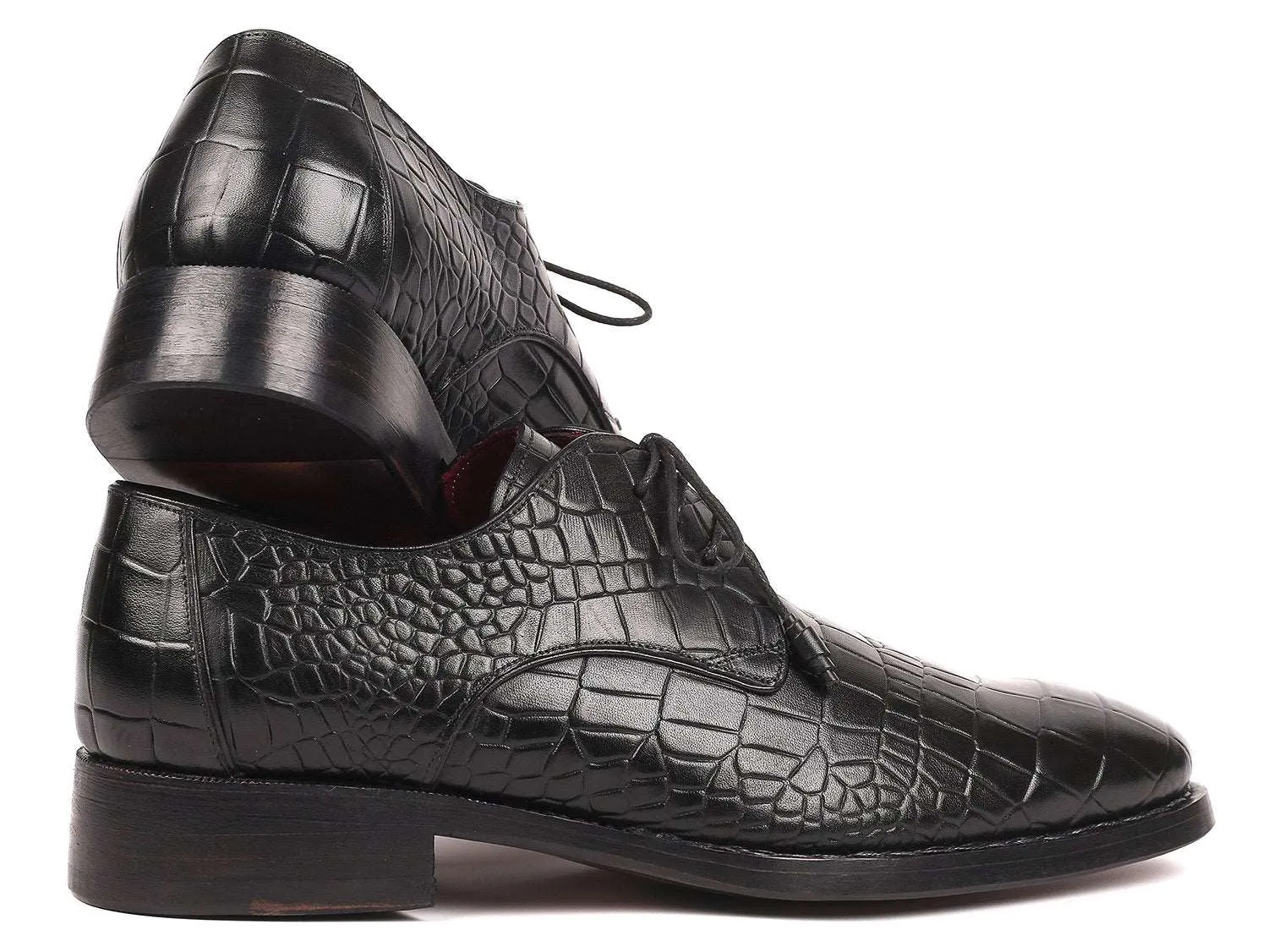 Paul Parkman Crocodile Embossed Derby Shoes