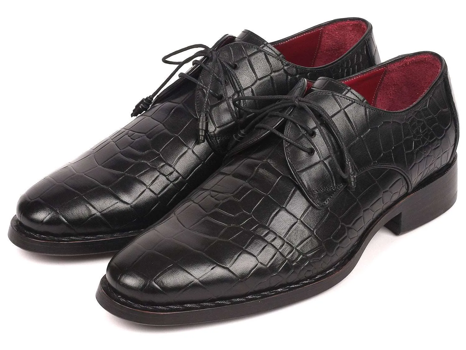 Paul Parkman Crocodile Embossed Derby Shoes