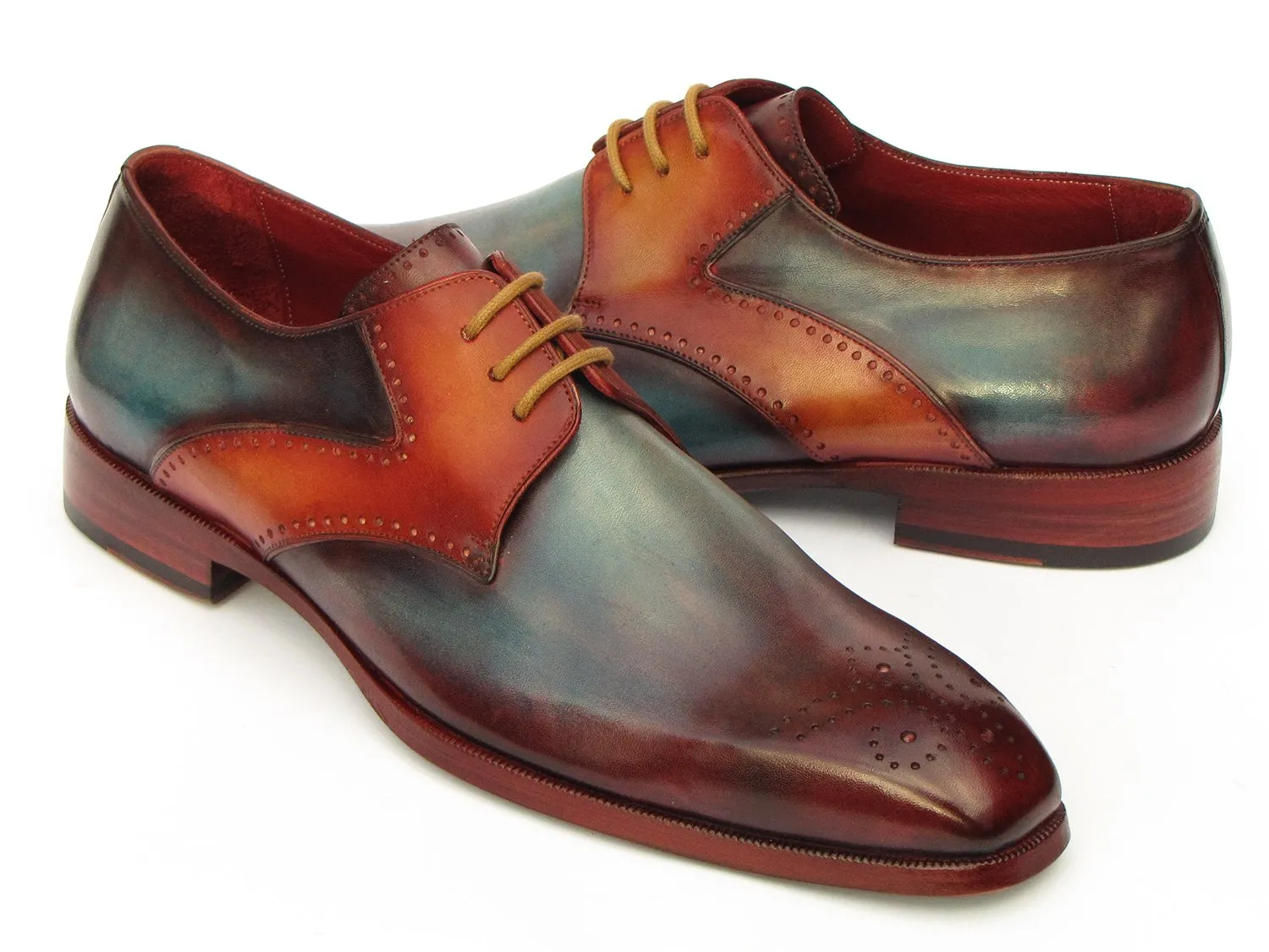 Paul Parkman Hand-Painted Multi-color Derby Shoes