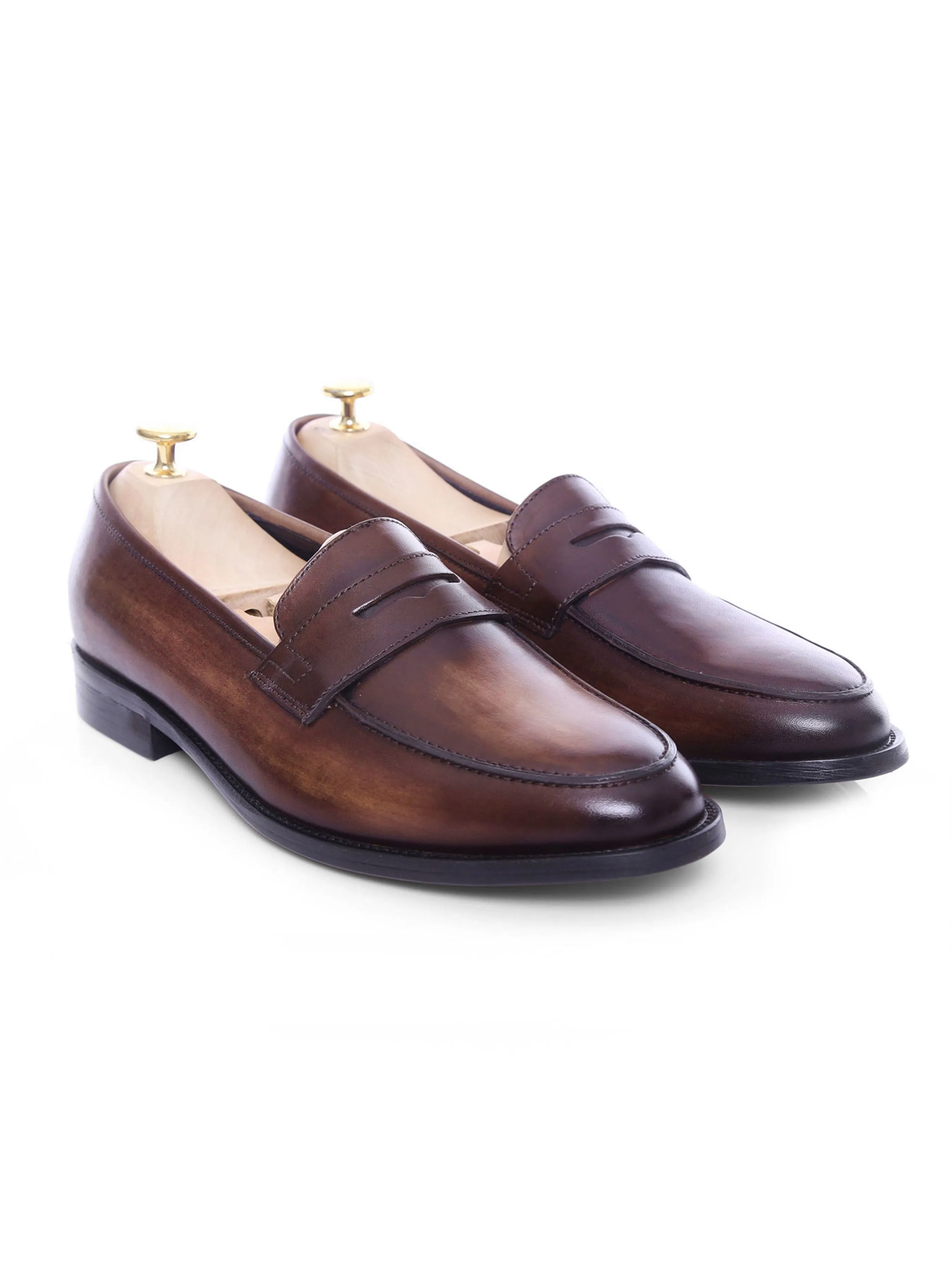 Penny Loafer - Dark Brown (Hand Painted Patina)