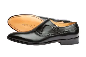 PLAIN TOE SINGLE STRAP BROGUE MONK– BLACK